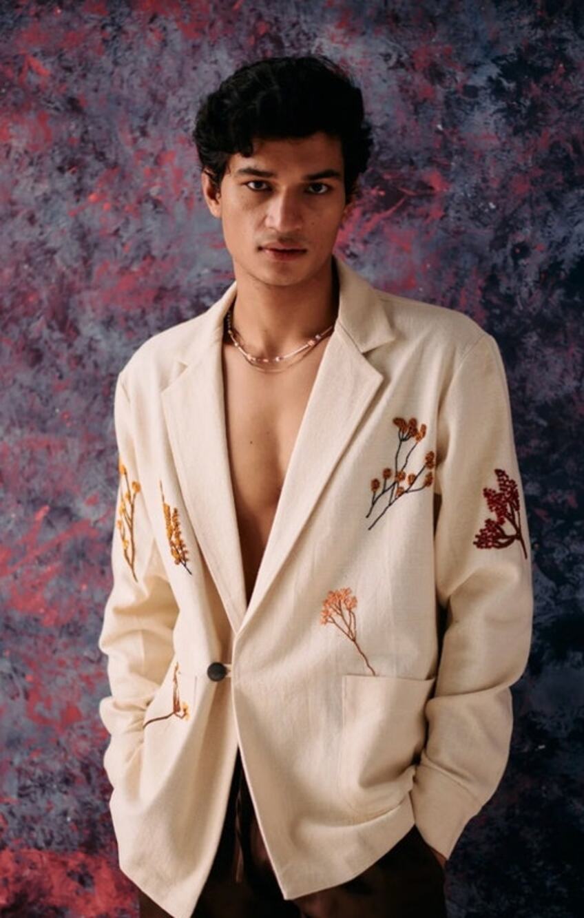 PERTE D'EGO Sz XS Wild Flowers Hand Embroidered Resort Blazer Jacket NWT